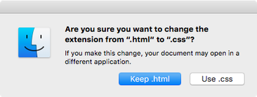 Диалог смены расширения у файла в Mac OS