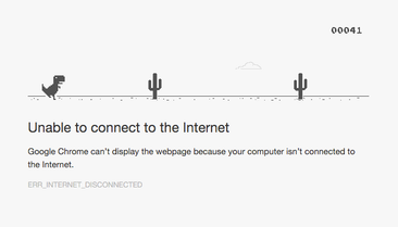 Динозавр T-Rex — пасхалочка в Google Chrome